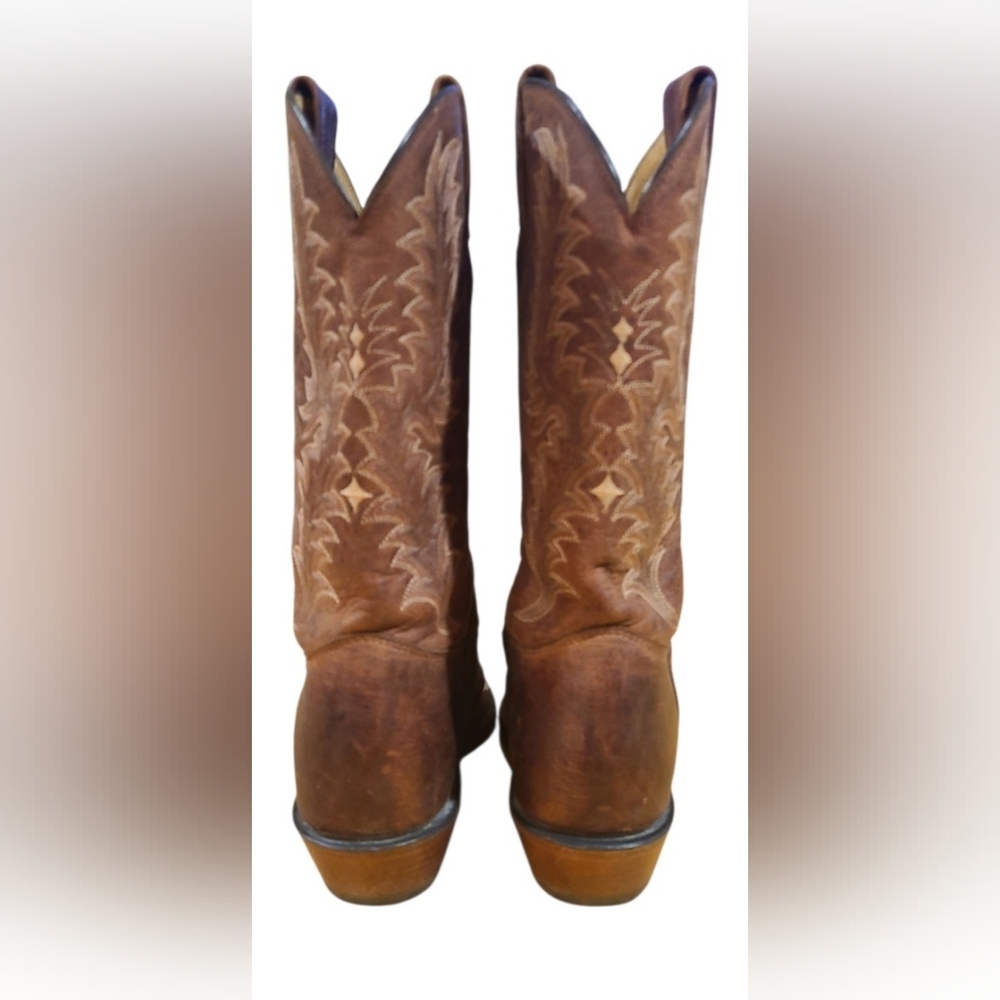 Tony Lama Brown Leather Western Cowboy Boots - Picture 5 of 9